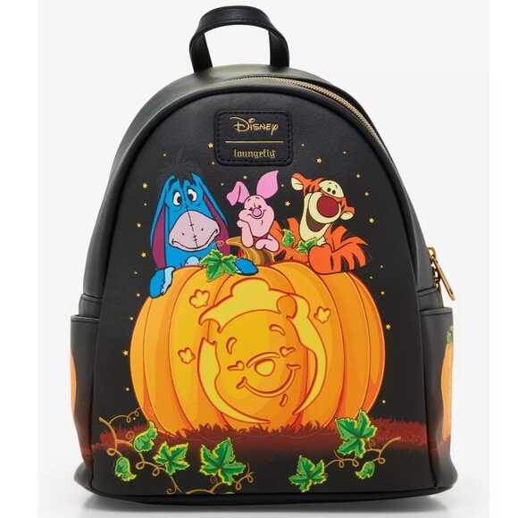 NWT Loungefly Disney Winnie The Pooh Pumpkin Glow-In-The-Dark Mini Backpack - Picture 1 of 13